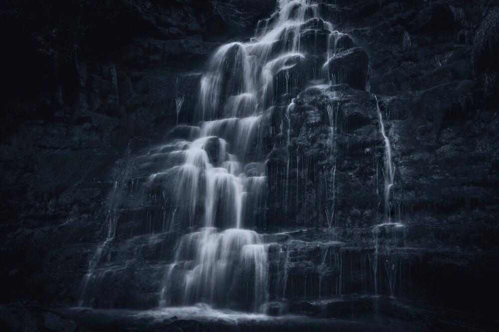 Middle Black Clough waterfall in the Peak District near Manchester
