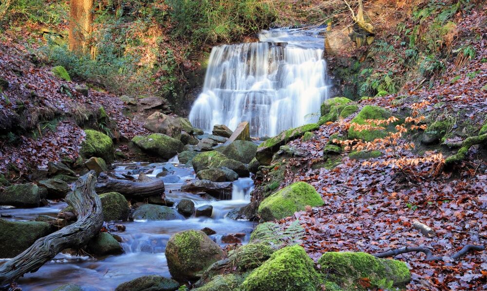 Tigers Clough waterfall near Rivington Pike in Lancashire
